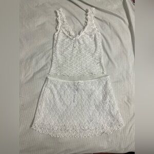 Garage White Lace Chemise & Slip Set